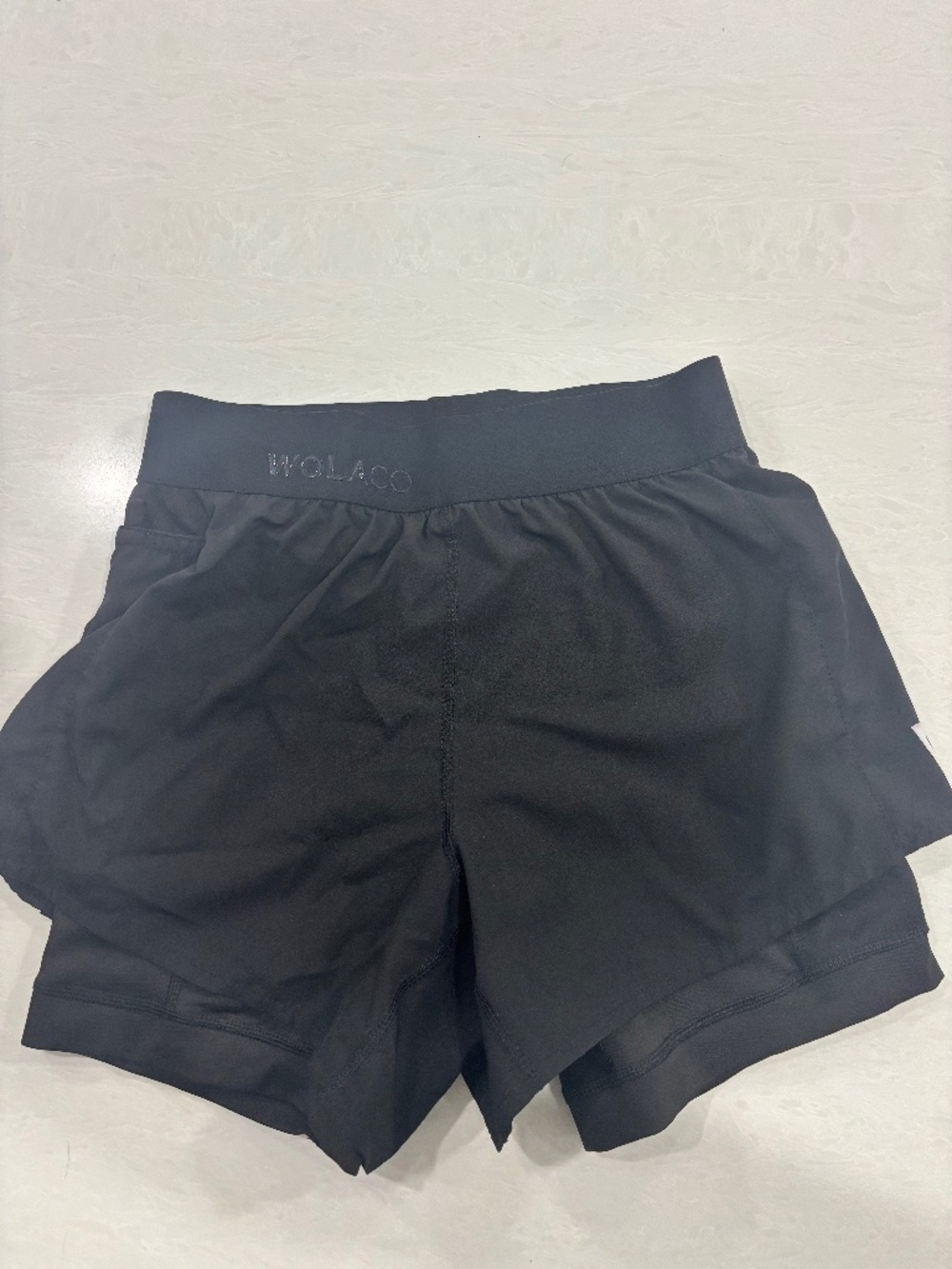 WOLACO Shorts Womens XS Black Athletic Running Compression Liner Pocket Workout